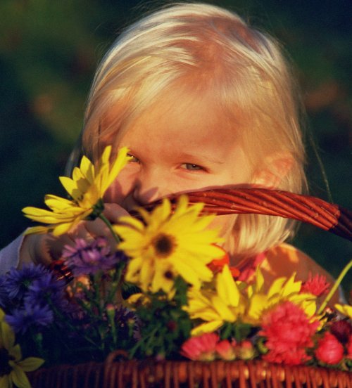 Amelie und ein Blumenkorb