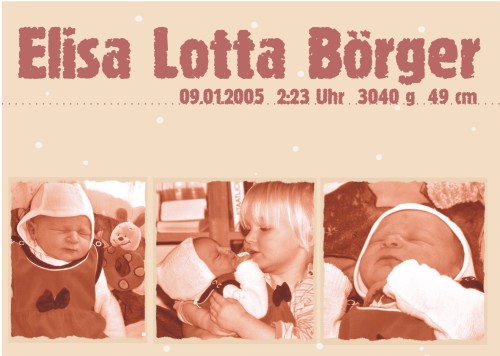 Elisas Geburtsmitteilung